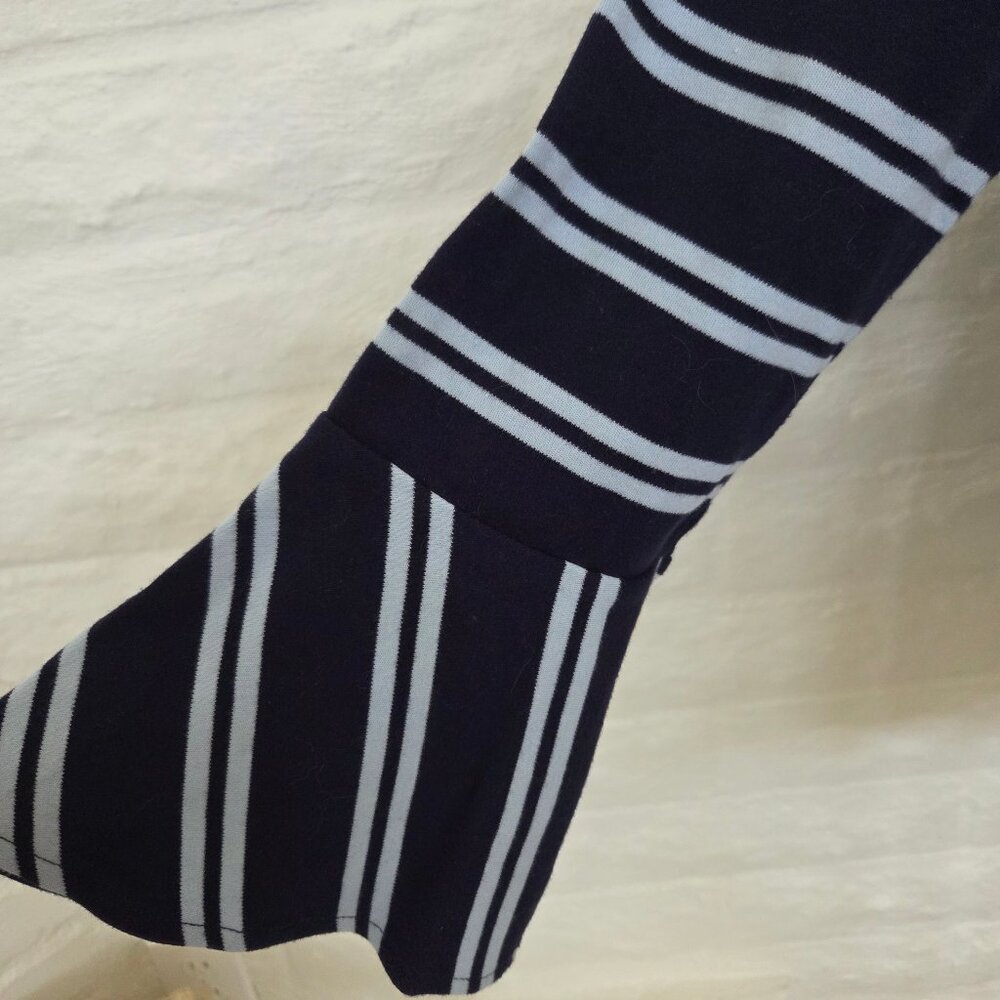 Isaac Mizrahi Top Womens Medium Blue White Stripe Cotton Scoop Neck Bell Sleeve - Picture 5 of 10